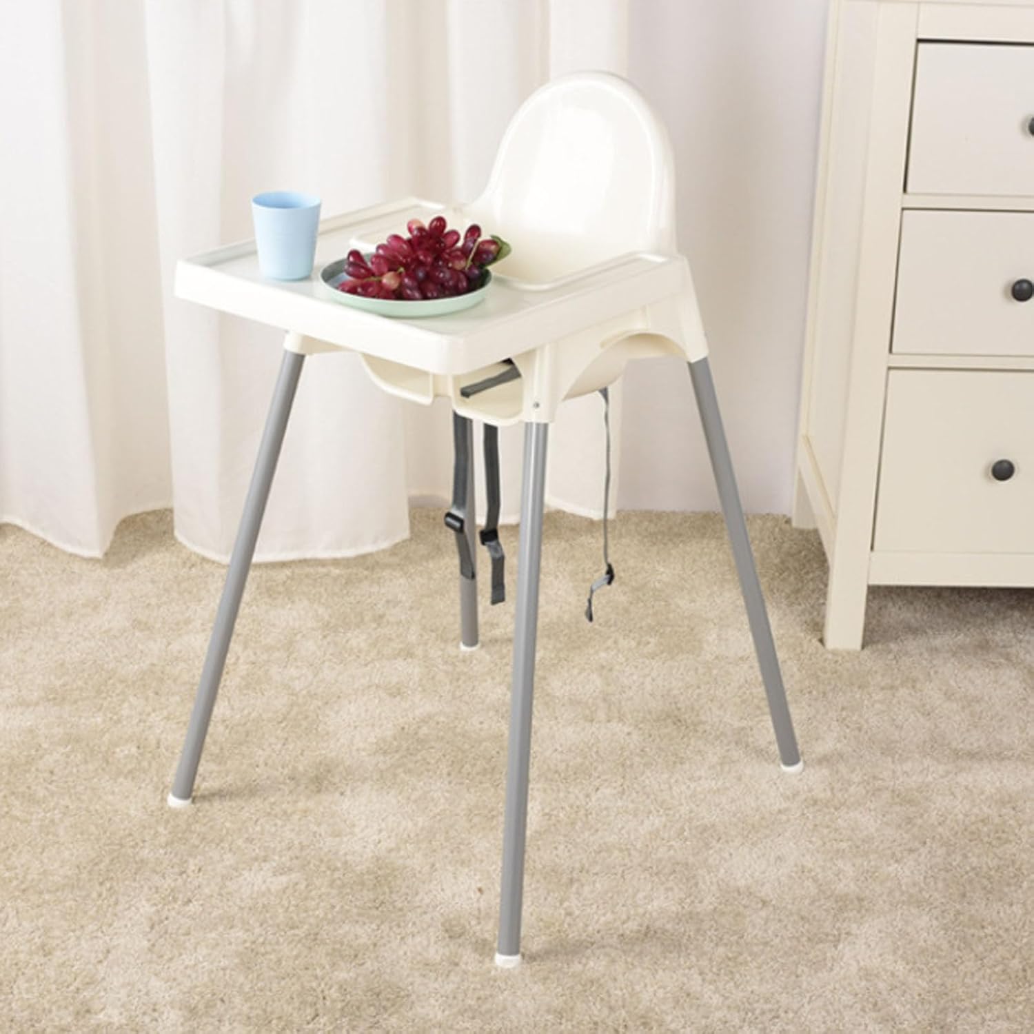 Scaun de masa 2 in 1 pentru copii, Zola, pliabil, tava detasabila, centuri de siguranta, 94 x 58 x 66 cm, alb Scaun de masa 2 in 1 pentru copii, Zola, pliabil, tava detasabila, centuri de siguranta, 94 x 58 x 66 cm, alb